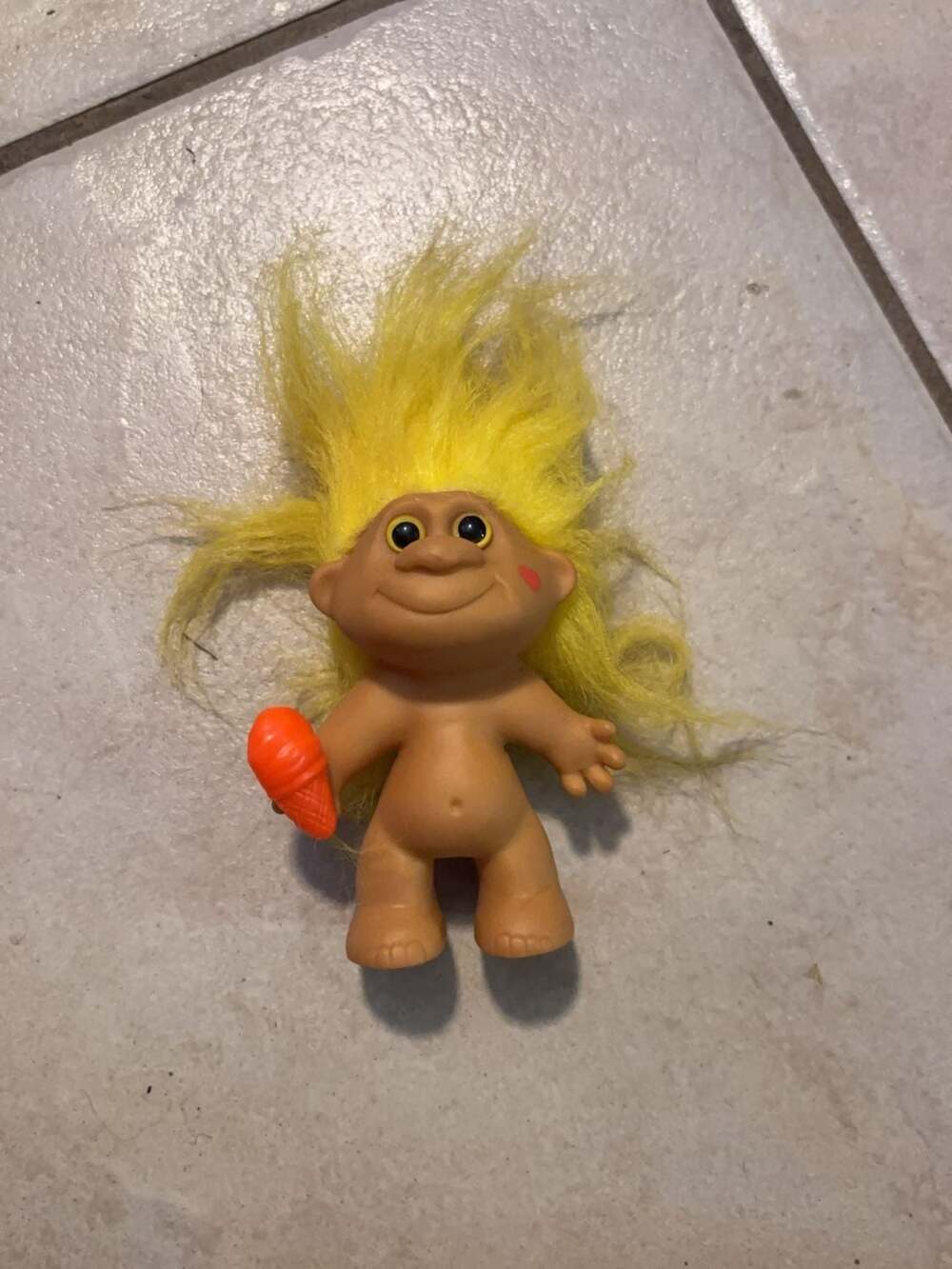 Vintage Russ Berrie Troll Doll with Yellow Hair and Ice Cream Cone